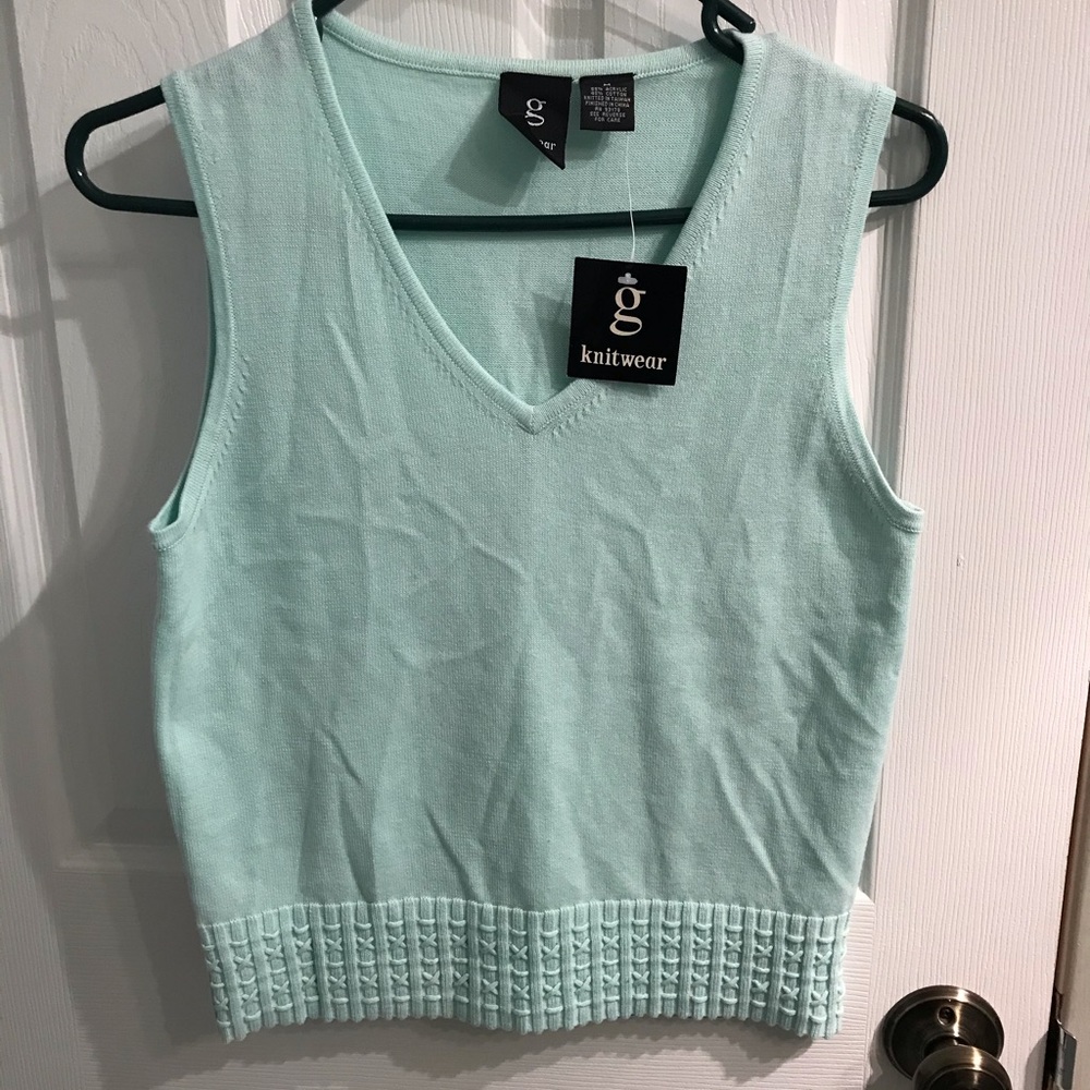 Knitwear Knit light green cyan color Sleeveless Top size M